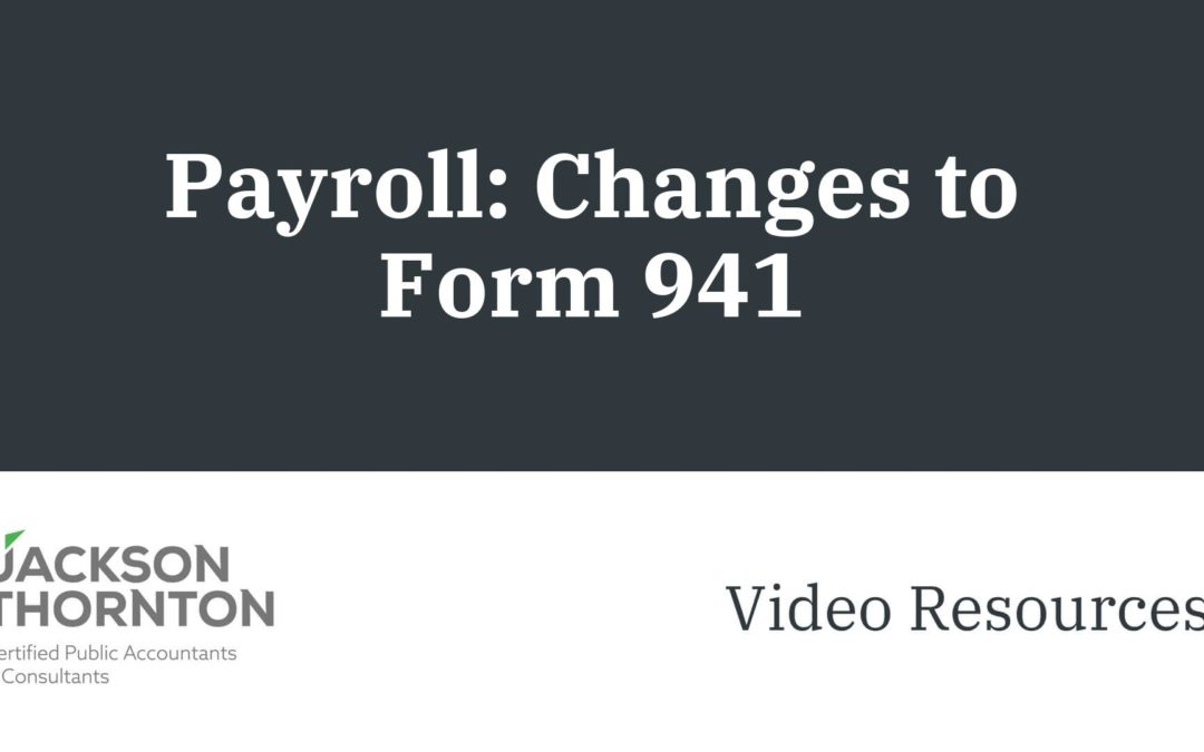 Payroll: Changes to Form 941